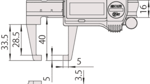 Diagram with Dimensions for Mitutoyo Digital Neck Caliper