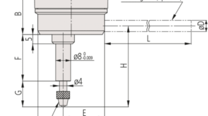 Diagram with Dimensions for Mitutoyo Dial Indicator, Back Plunger