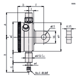 Diagram for Dial Gauge with Back Lug (Inch)