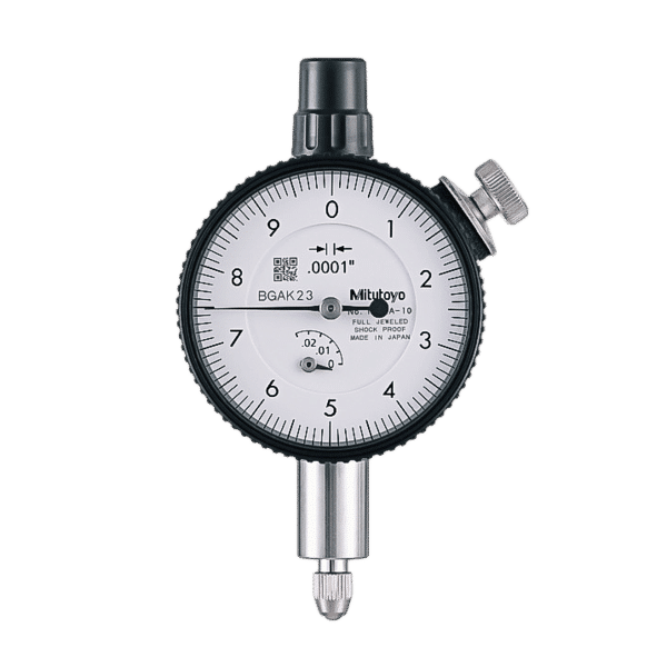 Mitutoyo Plunger Dial Gauge with Flat Back, Jeweled Bearing & Shockproof (Inch)