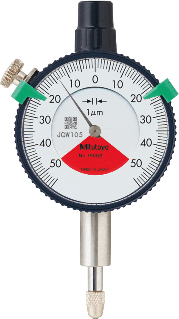 Mitutoyo Plunger Dial Indicator, Flat Back, One Revolution, Shockproof, Dustproof