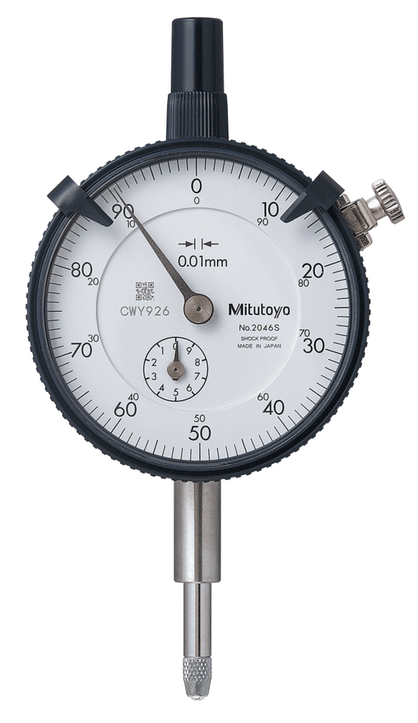 Mitutoyo Plunger Dial Gauge with Flat Back (Metric) 0-100 Dial Reading