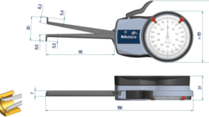 Mitutoyo Internal Dial Caliper Gauge (Metric) Diagram - Dimensions