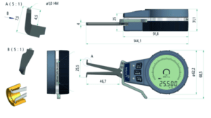 Mitutoyo Diagram of Dimensions for Internal Digital Caliper Gauge with Accessories