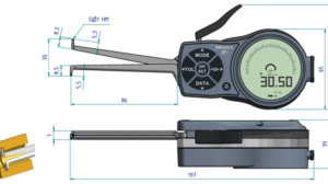 Mitutoyo Diagram of Internal Caliper Gauge with Dimensions