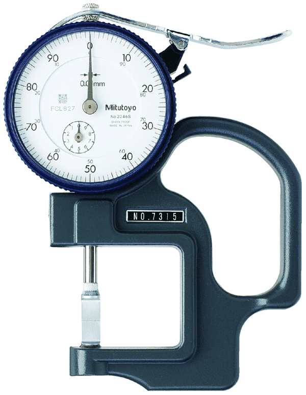 Mitutoyo Dial Indicator Thickness Gauge, Groove Depth, Blade Contact Elements (Metric)