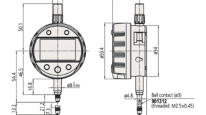 Diagram for Mitutoyo Digital Indicator Bore Gauge ID-C (Metric) - Plunger Type