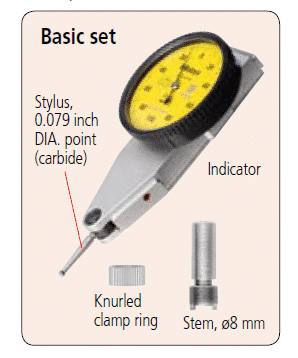 Mitutoyo Dial Test Indicator, Parallel, Basic Set Composition