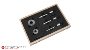 Bowers SMXTA Micro Analogue Bore Gauge Set - Wooden box with three bore gauges and two setting rings