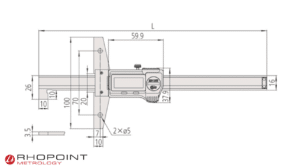 Mitutoyo Digital ABS Hook Type Depth Gauge Diagram