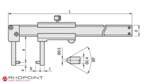 Mitutoyo Vernier Neck Caliper 0-150mm Diagram