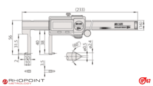 Mitutoyo Digital ABS Inside Caliper 20-170mm 573-646-20 Diagram