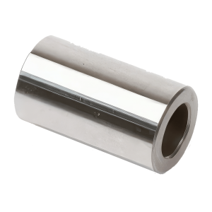 A metal cylinder with a hollow center, made of stainless steel.